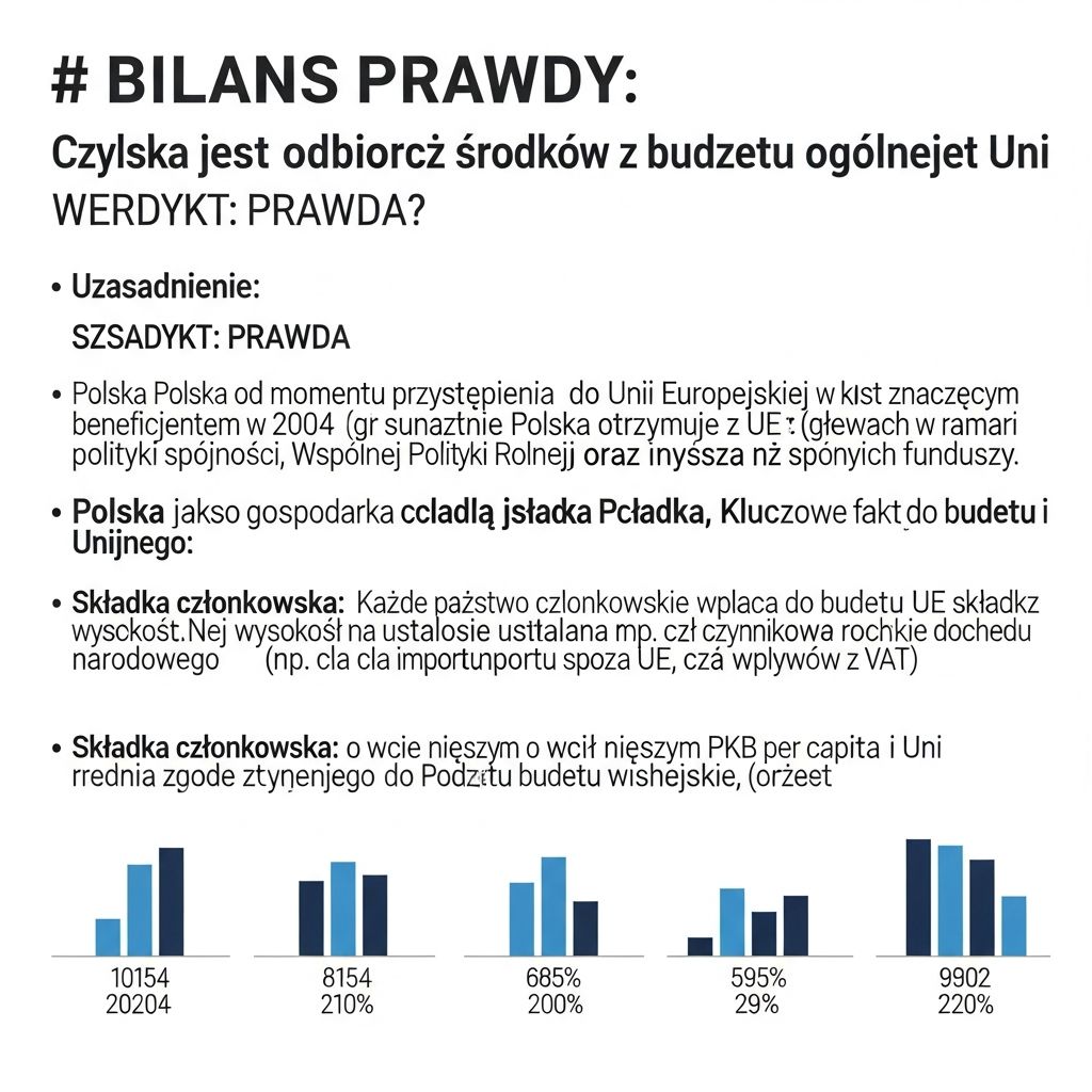 BILANS PRAWDY: Czy Polska jest netto odbiorcą środków z budżetu ogólnego Unii Europejskiej?